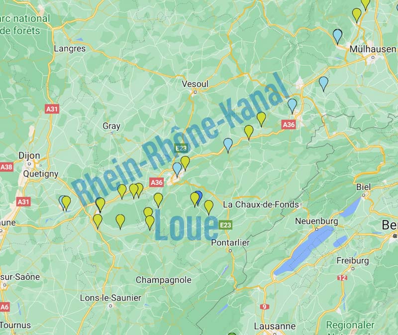 Karte der Stell- und Campingplätze
