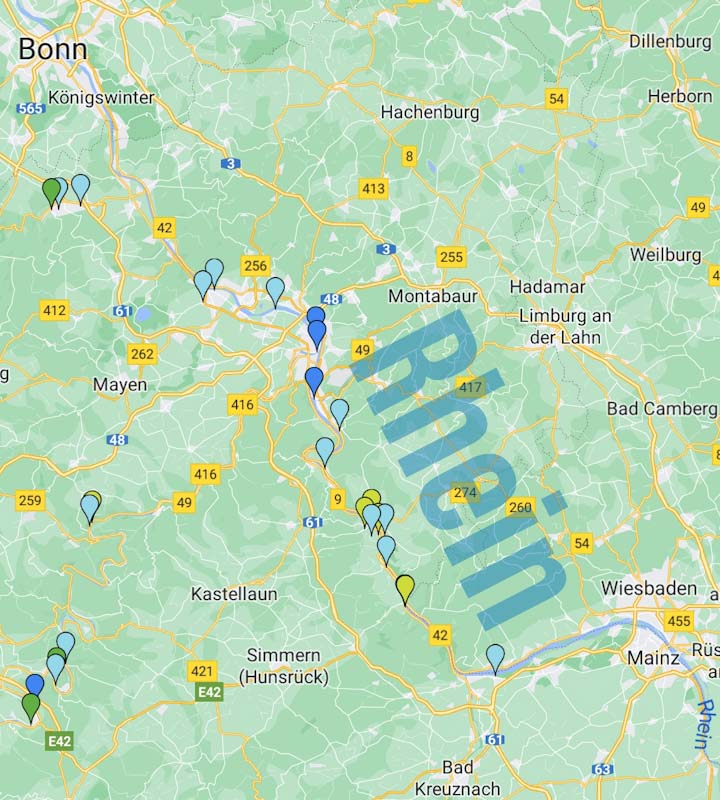 Karte der Stell- und Campingplätze 