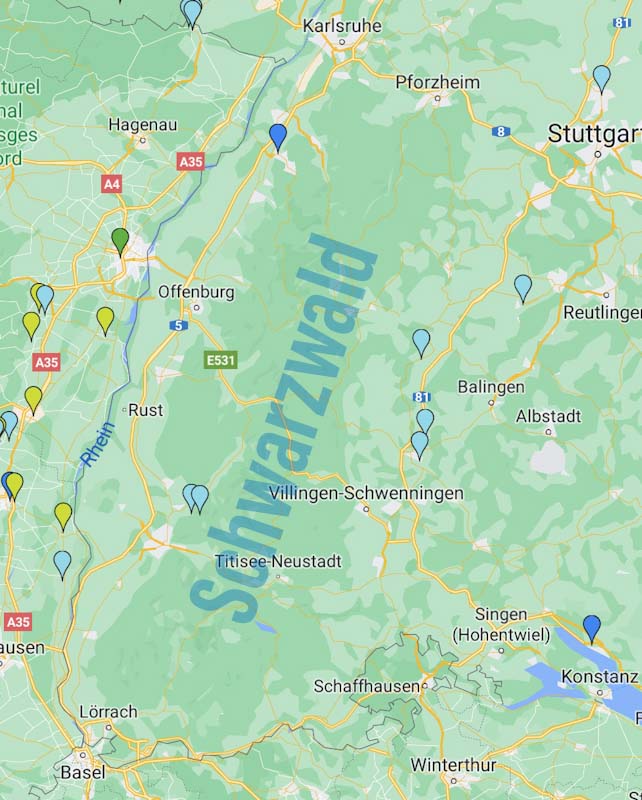 Karte der Stell- und Campingplätze 