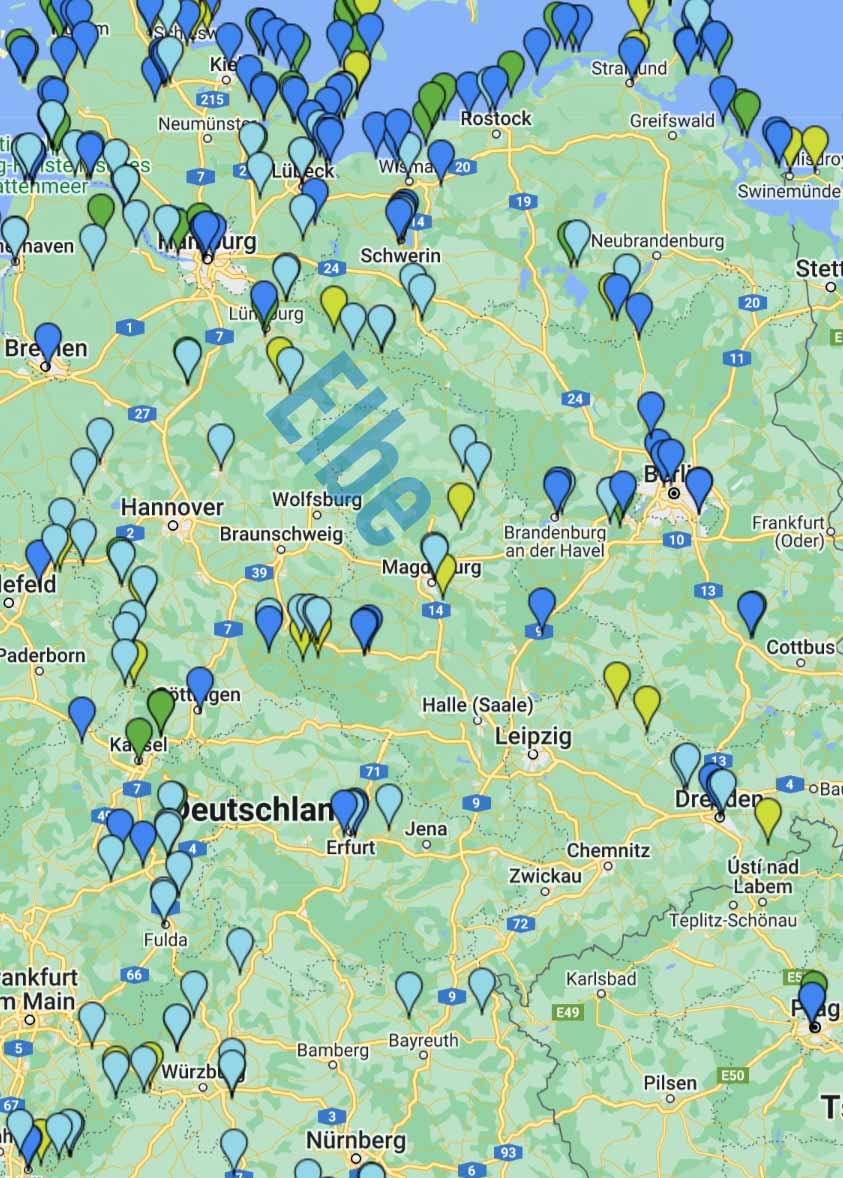 Karte der Stell- und Campingplätze 