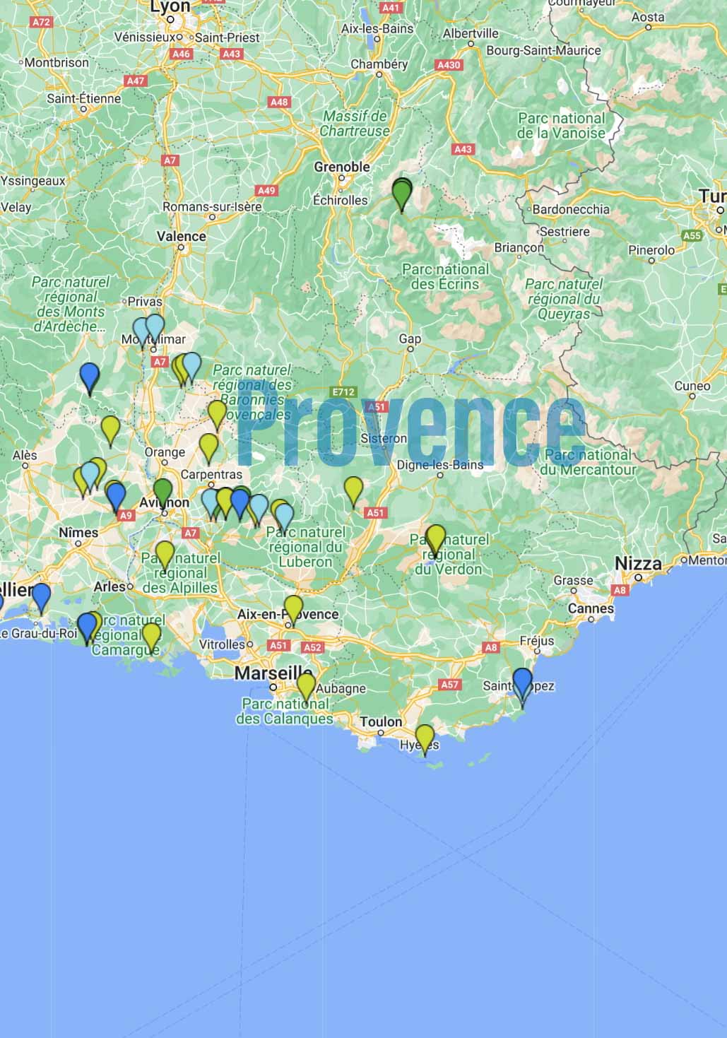 Karte der Stell- und Campingplätze 